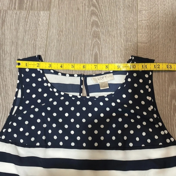 Loft Petites Navy and White Polka Dot Stripe Tank LP - Picture 10 of 14